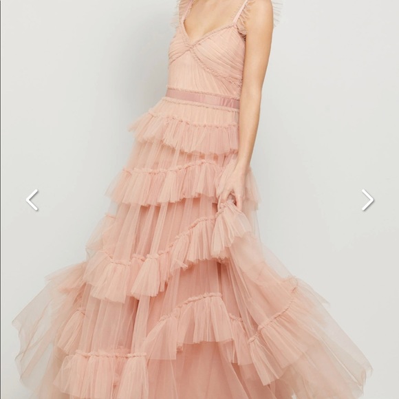 Bare pink Tulle evening dress - Picture 3 of 8